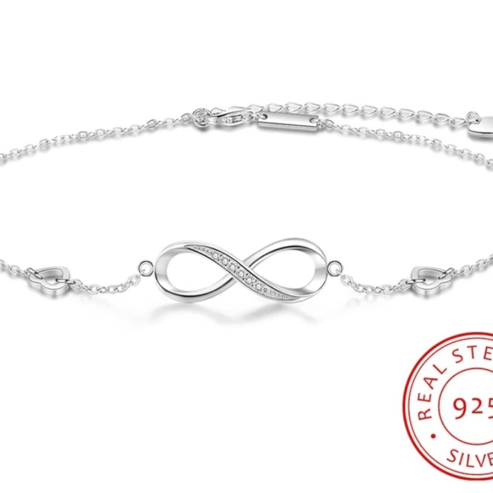 Sterling Silver Infinity Anklet Ships USA